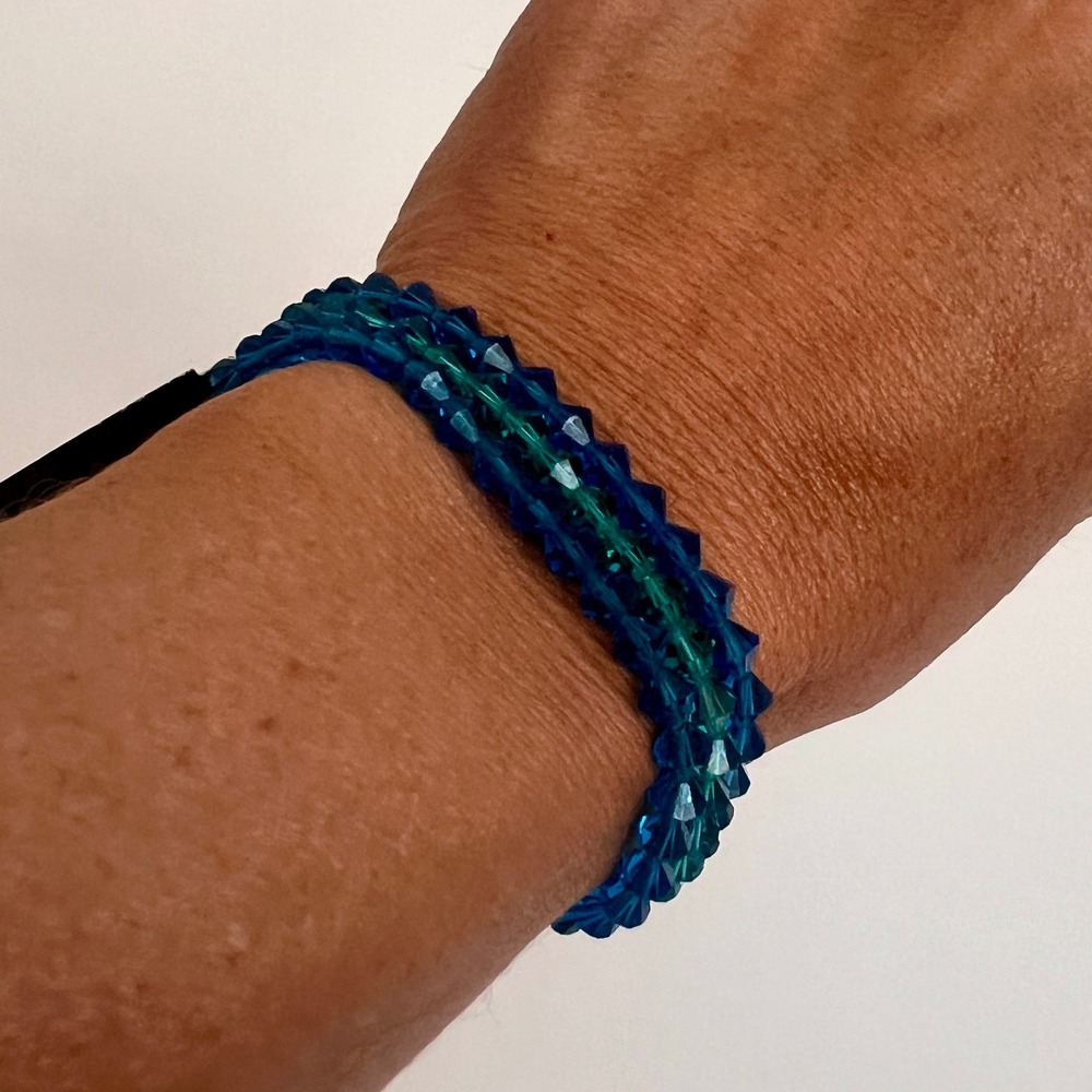 NWT The Limited Crystal Like Sparkly Bead Bracelet Set - Blue & Green - Picture 5 of 10